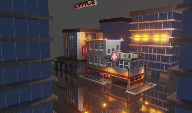 house hospital 3D Model .c4d .max .obj .3ds .fbx .stl .blend