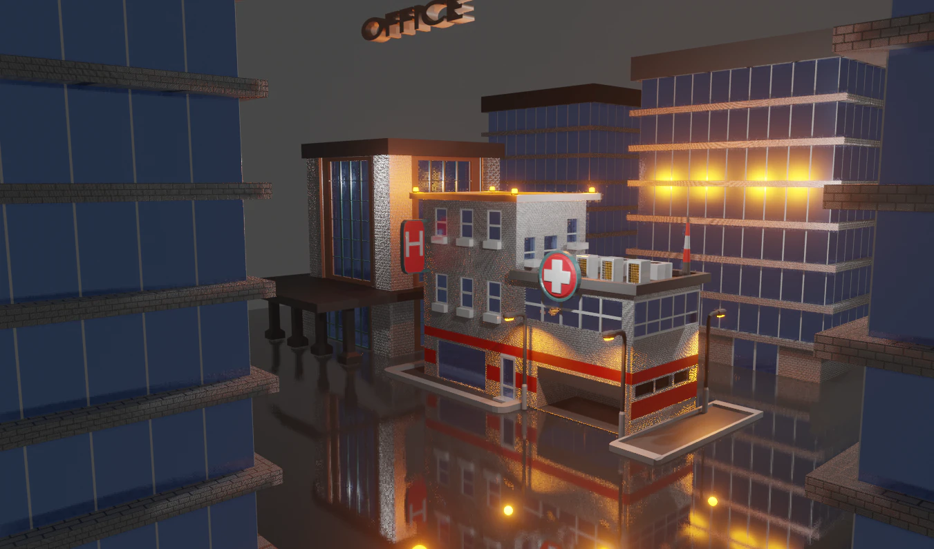 house hospital 3D Model .c4d .max .obj .3ds .fbx .stl .blend 