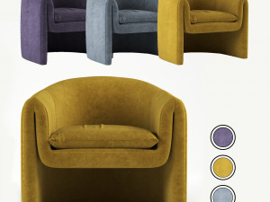 velvet sculptural chair 3D Model