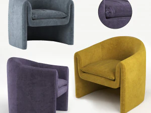 velvet sculptural chair 3D Model