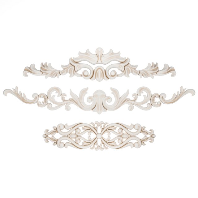 Decorative plaster modelings flowers 3Dモデル .c4d .max .obj .3ds .fbx .stl .blend 