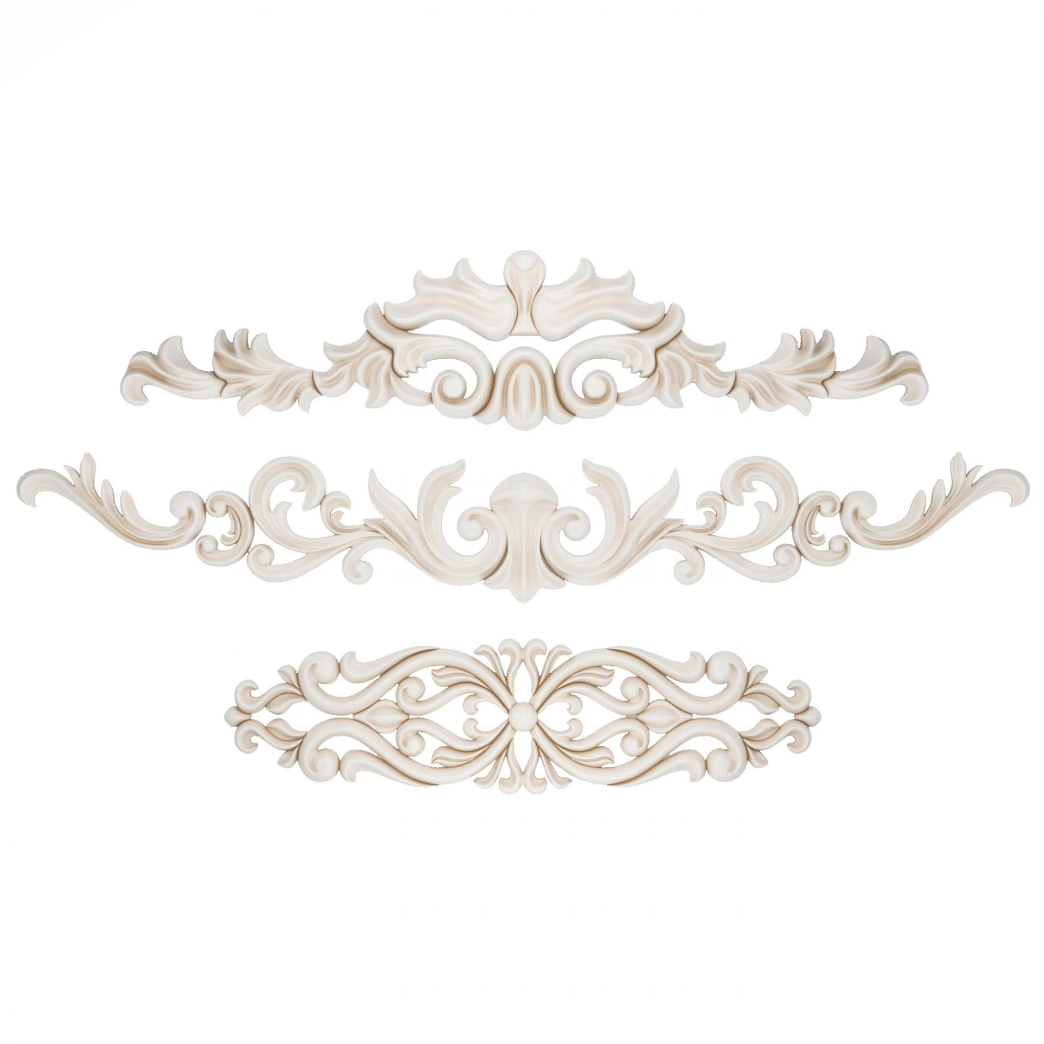 Decorative plaster modelings flowers 3D Model .c4d .max .obj .3ds .fbx .stl .blend 