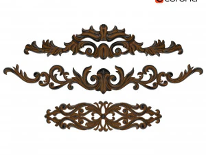 Decorative plaster modelings flowers 3D Model