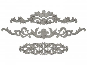 Decorative plaster modelings flowers 3D Model
