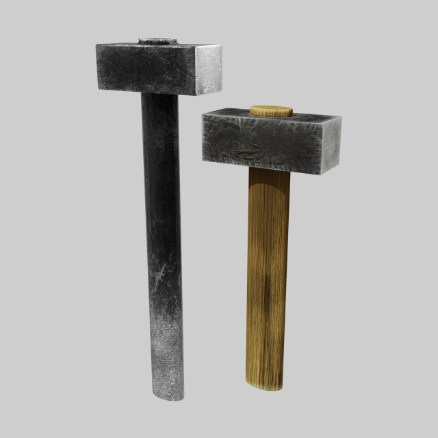 sledgehahher and hammer 3D 模型 .c4d .max .obj .3ds .fbx .stl .blend 