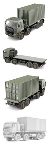Military truck Model 3D .c4d .max .obj .3ds .fbx .stl .blend 