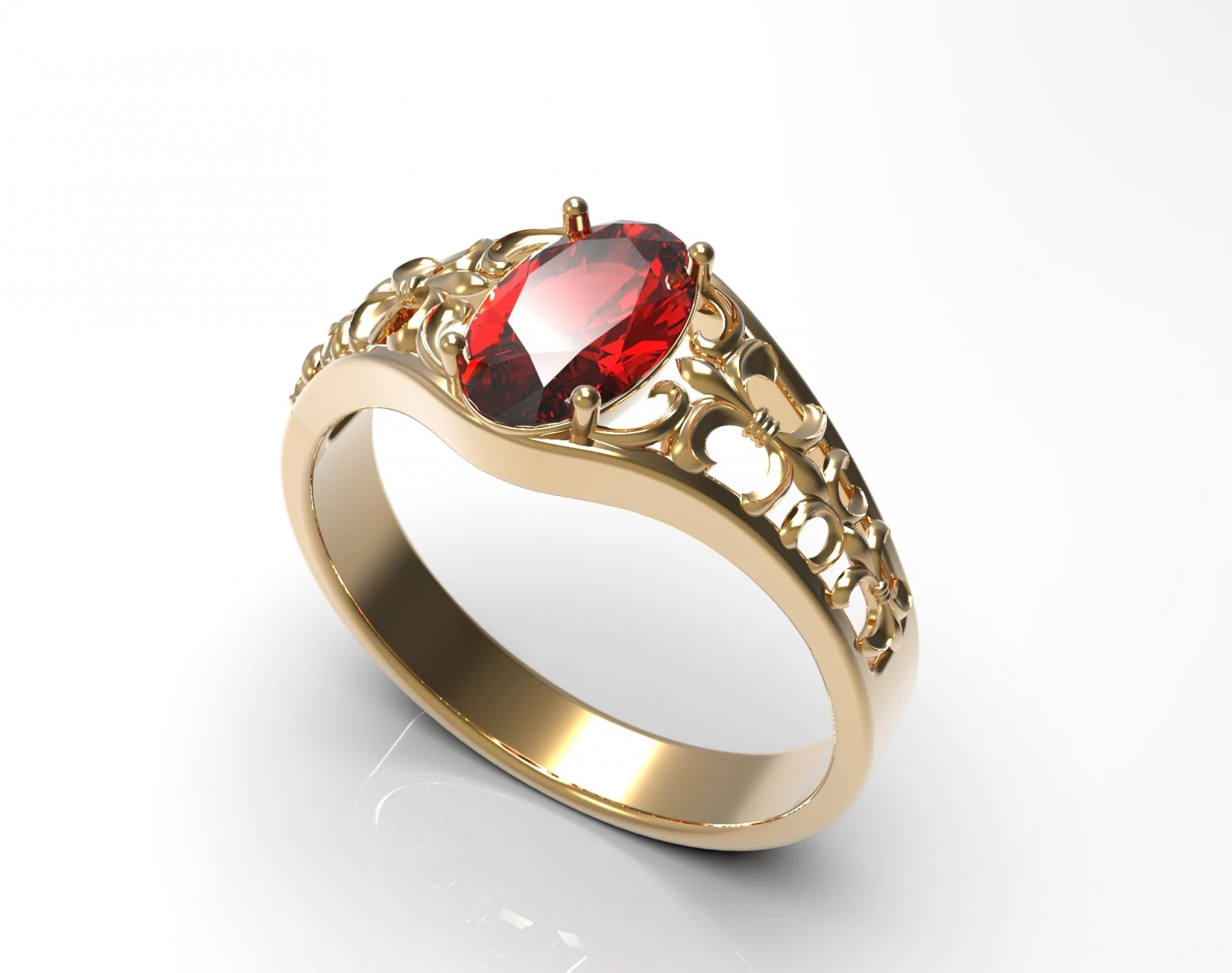 ring with ruby 3D Model .c4d .max .obj .3ds .fbx .stl .blend 