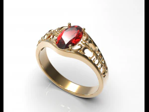 anel com rubi Modelo 3D