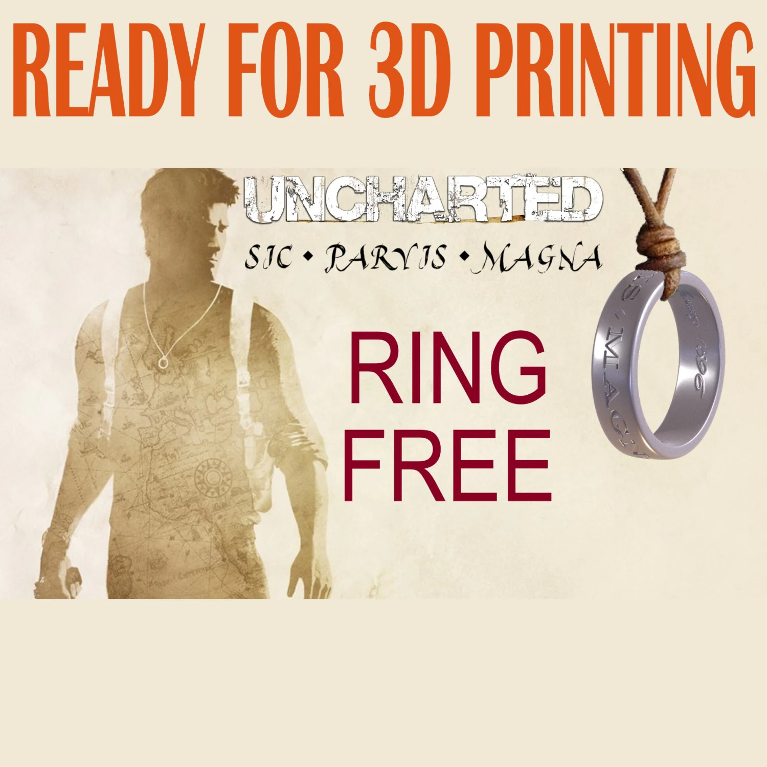FREE-ANCHARTED Nathan DrakeS ring-3D PRINT STL 3D Print Model .c4d .max .obj .3ds .fbx .stl .blend