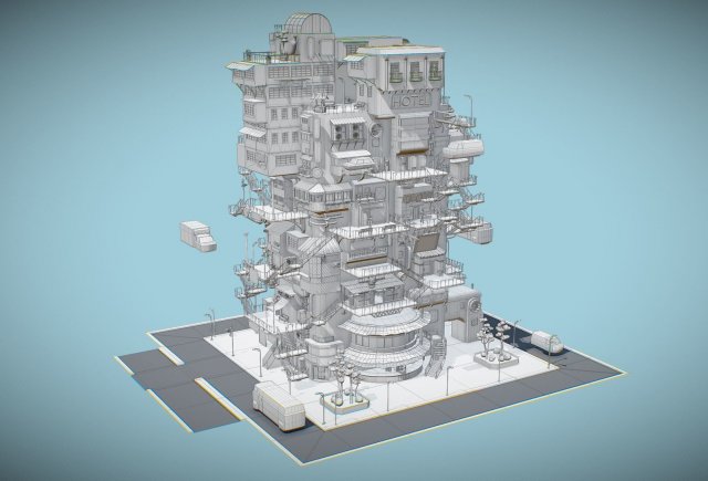 cyberpunk city 3Dモデル .c4d .max .obj .3ds .fbx .stl .blend 