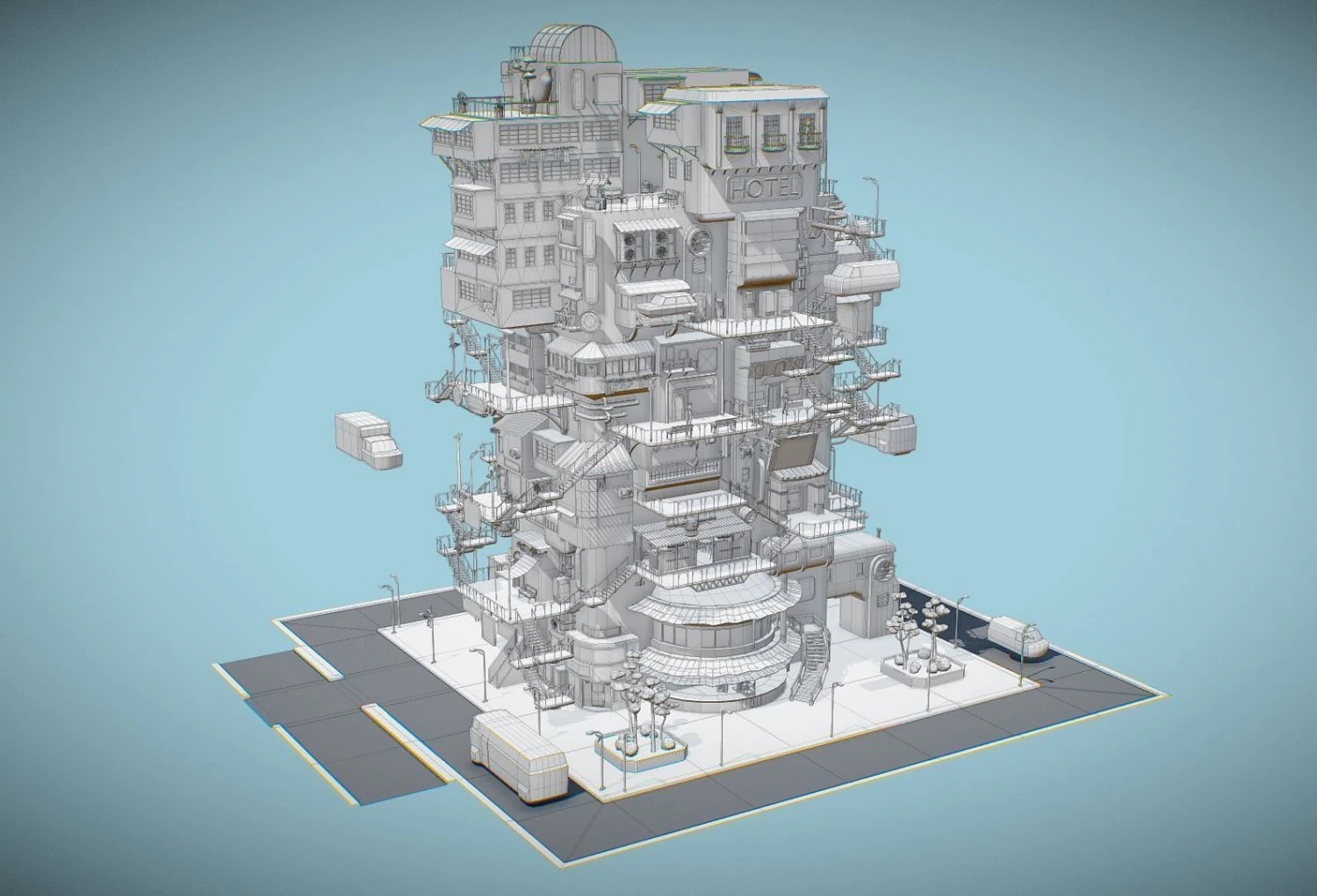 cyberpunk city 3D Model .c4d .max .obj .3ds .fbx .stl .blend