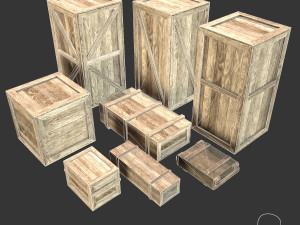 low poly wooden crate collection 2 3D 모델