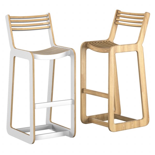 d-bar chair slatted 3D Model .c4d .max .obj .3ds .fbx .stl .blend 
