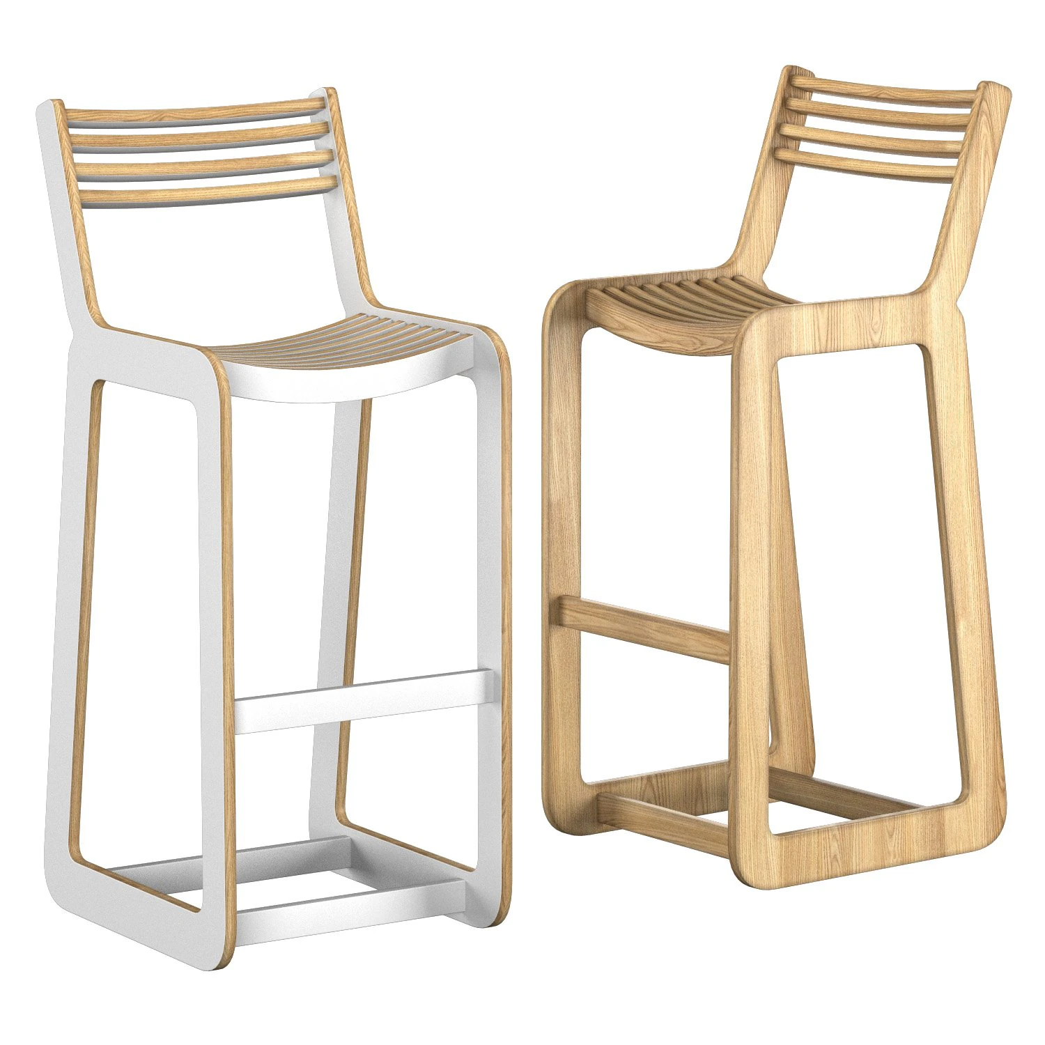 d-bar chair slatted 3D Model .c4d .max .obj .3ds .fbx .stl .blend
