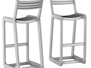 d-bar chair slatted 3D Model