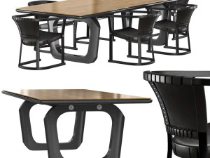 mesa de comedor 4221 e cadeira t13 set-1 Modelo 3D