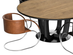 dining table 4221 round and ml 33 leather chair set-2 3D Модель