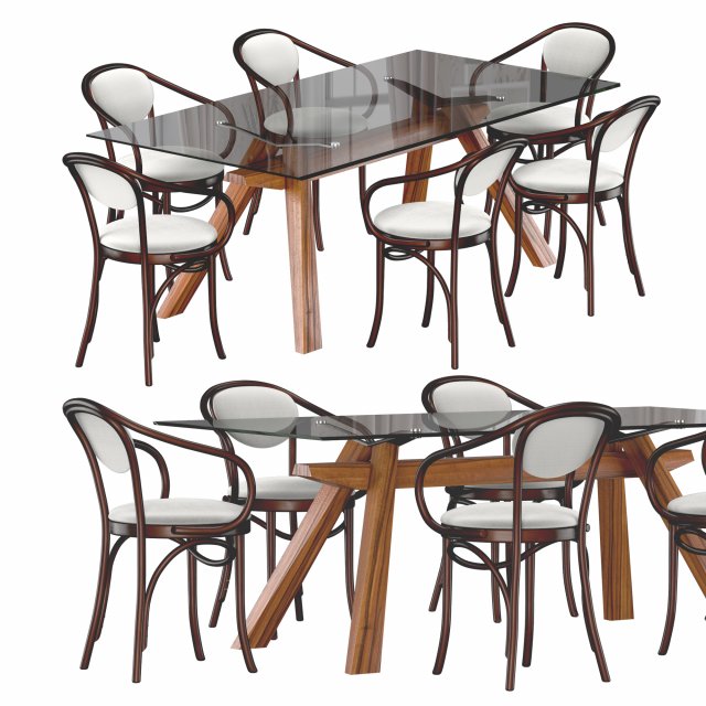 zeus lg table and bentwood b-9 3D Model .c4d .max .obj .3ds .fbx .stl .blend 