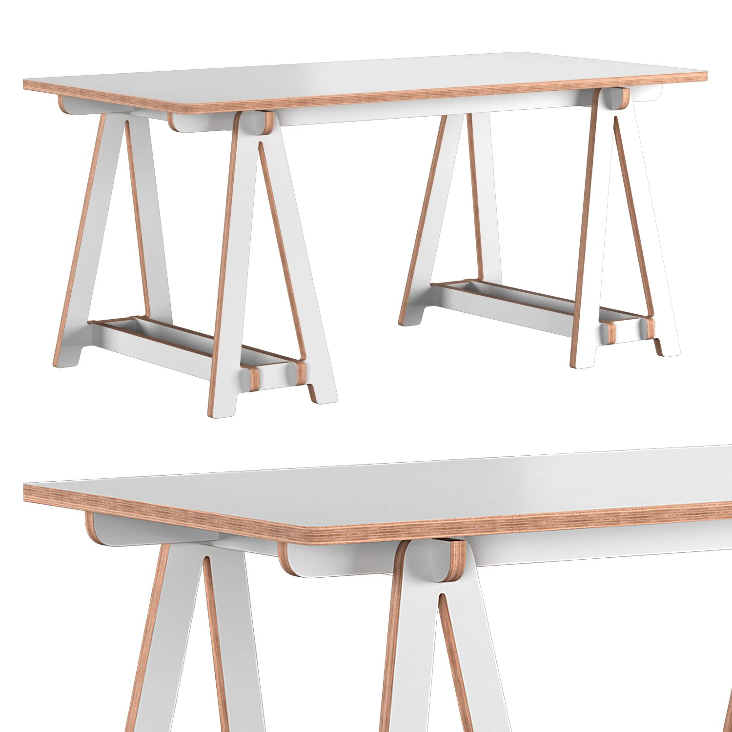 trestle table medium 3D Model .c4d .max .obj .3ds .fbx .stl .blend 