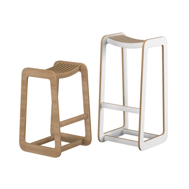 d-bar stool slatted Model 3D .c4d .max .obj .3ds .fbx .stl .blend 