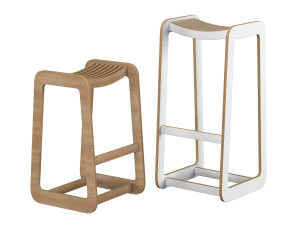 d-bar stool slatted 3D Model