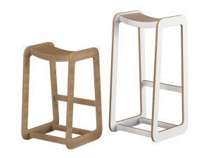 d-bar stool slatted Model 3D