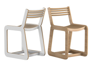 d chair slatted Modèle 3D