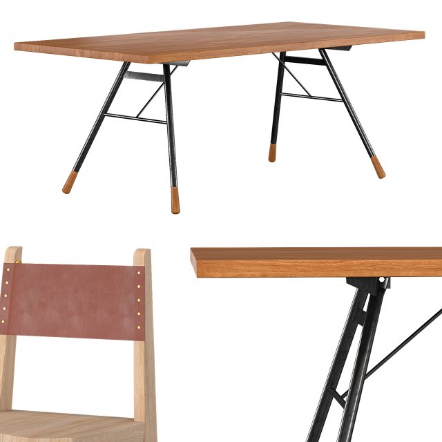 no-24 chair and brandywine dining table 3D 模型 .c4d .max .obj .3ds .fbx .stl .blend 
