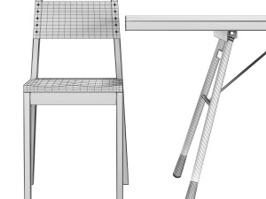 no-24 chair and brandywine dining table 3D 模型