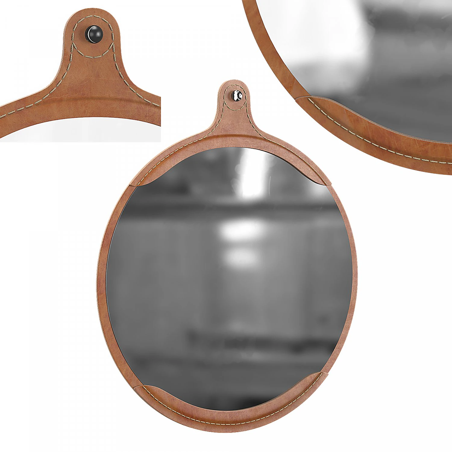 fairmount leather round mirror 3D Model .c4d .max .obj .3ds .fbx .stl .blend