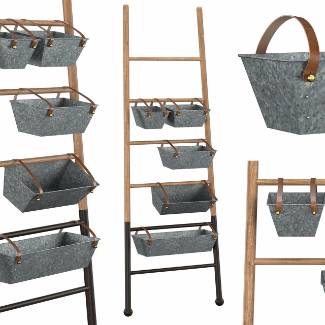 metal hanging bins Model 3D .c4d .max .obj .3ds .fbx .stl .blend 