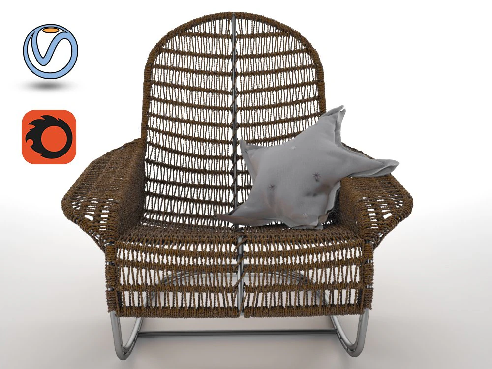 rattan wicker chair 3D Model .c4d .max .obj .3ds .fbx .stl .blend 