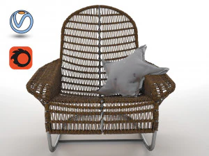 плетеное кресло из ротанга 3D Модель