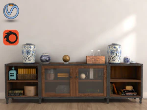 винтажная подставка для телевизора 3D Модель