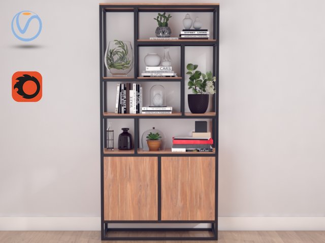 iron shelf with decoration Modèle 3D .c4d .max .obj .3ds .fbx .stl .blend 