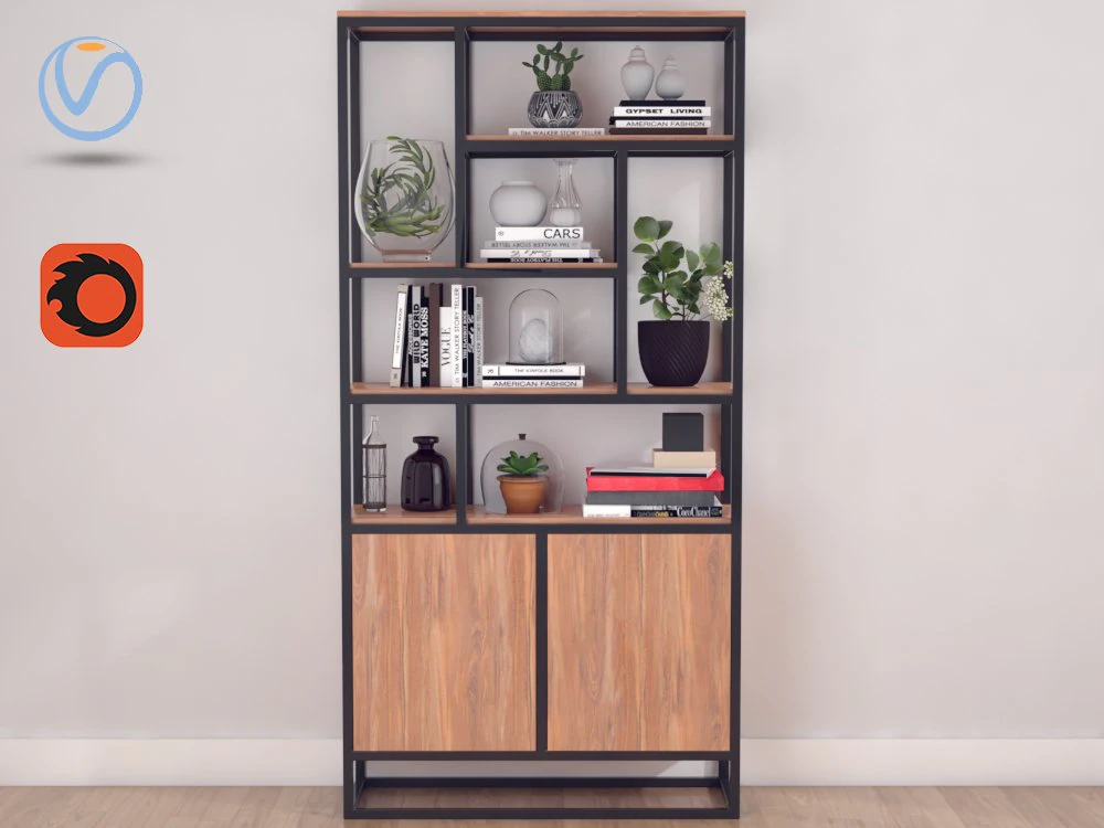iron shelf with decoration 3D Model .c4d .max .obj .3ds .fbx .stl .blend 