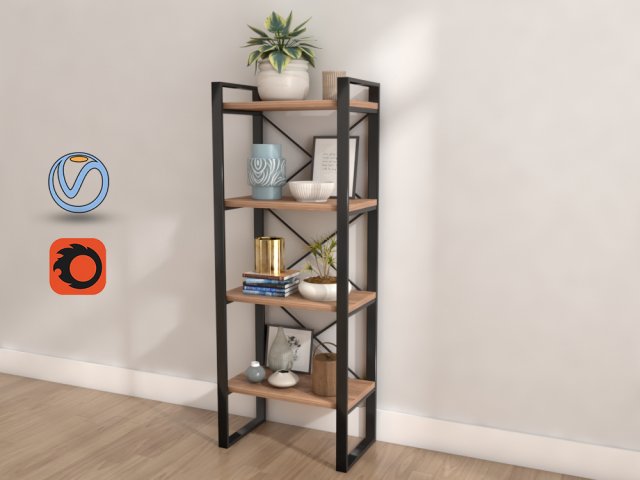 metal bookshelf Modelo 3D .c4d .max .obj .3ds .fbx .stl .blend 