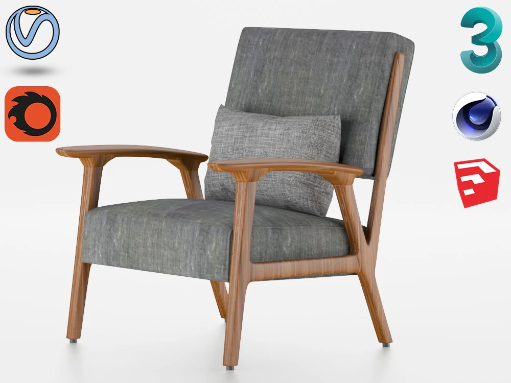 arm chair 3D Model .c4d .max .obj .3ds .fbx .stl .blend 