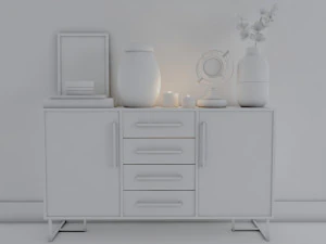 walnut sideboard 3D Model