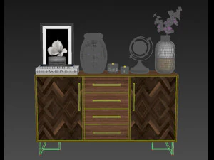 walnut sideboard 3D Model