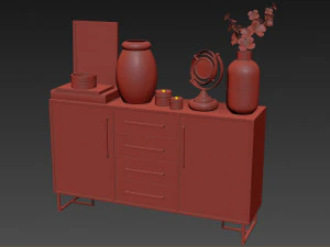 walnut sideboard 3D Model