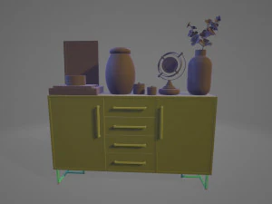 walnut sideboard 3D Model
