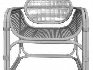 fannie wicker rattan square arm chair 3D Model