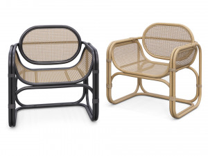 fannie wicker rattan square arm chair 3D Model