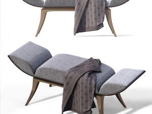 ottomans bench l luxury hallway bench furniture 3D Модель