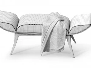 ottomans bench l luxury hallway bench furniture 3D Model