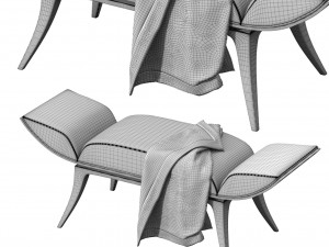 ottomans bench l luxury hallway bench furniture 3D Модель