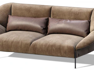 sofa flared arm loveseat tobacco l modern designer two-seat couch 3D Model