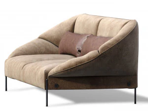 sofa flared arm loveseat tobacco l modern designer two-seat couch 3D Model