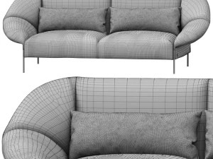 sofa flared arm loveseat tobacco l modern designer two-seat couch 3D Model